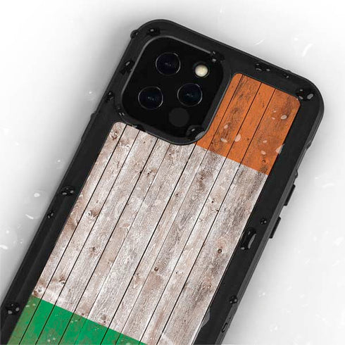Ireland Flag Dark Wood iPhone 12 Pro Waterproof Case